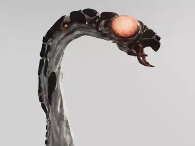 Insectoid Worm monster Low-poly 3D model