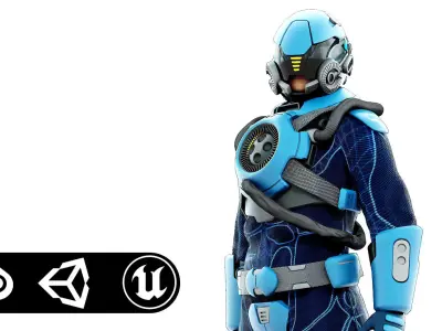 CYBER ASTRONAUT-X  Rigged for Unreal Engine - Unity - MIXAMO 3D model
