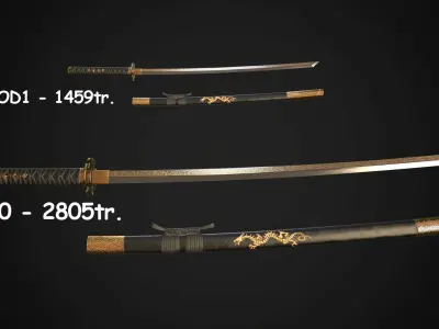 Set of japanese swords 05 3D Model Collection