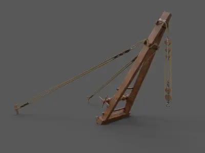 Ancient roman construction crane Pentaspastos - PBR Low-poly 3D model