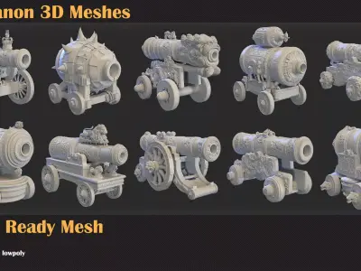 33 Cannon 3D Meshes 3D model