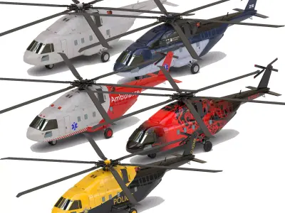 Helicopter asset Low-poly 3D model