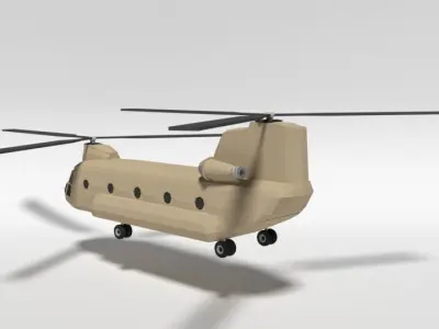 Low Poly Cartoon Boeing CH-47 Chinook Helicopter Low-poly 3D model