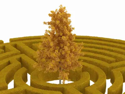 Autumn Labyrinth Garden with Tree 3D model