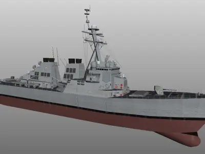 Arleigh Burke class destroyer ddg51 very low poly 3d model Low-poly 3D model
