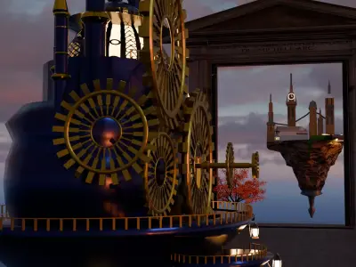 Retro Flying Ship 3D model