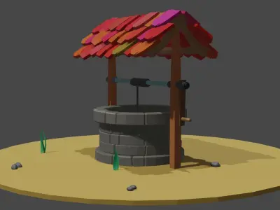 Low Poly Well 3D Model Low-poly 3D model