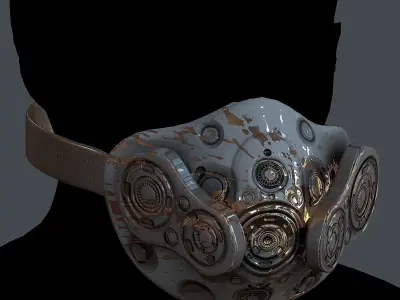 Gas mask helmet 3d model scifi Low-poly Low-poly 3D model