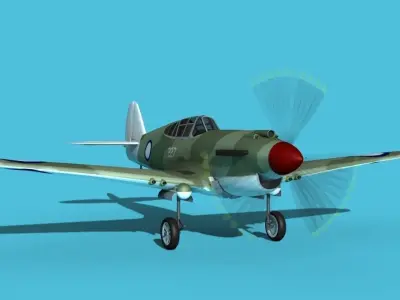 Curtiss P-40B Tomahawk V09 New Zealand 3D model