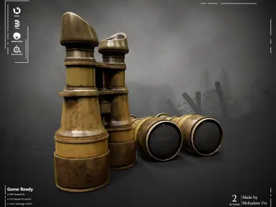 Military Binoculars ww2 VOL08 Game Ready Low-poly 3D model