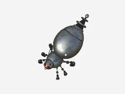 Cute Robot E10 Steel Dark - SciFi Character Design Low-poly 3D model