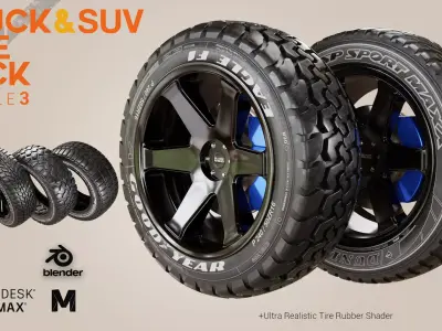 TRUCK - SUV Tire Pack Bundle 3 Low-poly 3D model