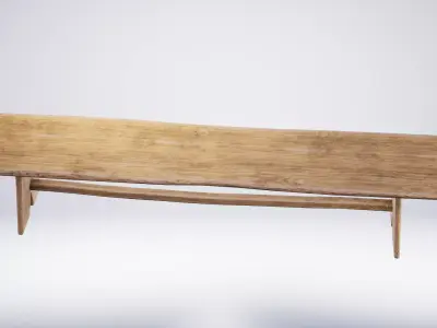 Viking Anglo Saxon Wooden Bench Low-poly 3D model