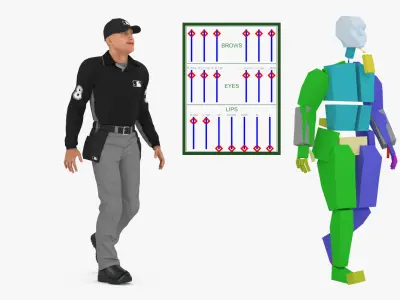 Baseball Umpire in Cap Rigged 3D model