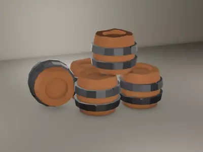 Lowpoly Barrel Low-poly 3D model