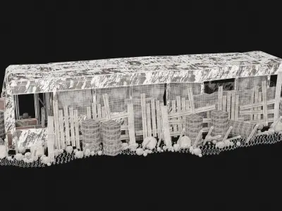 POST APO WRECK PALISADE WALL BARRIER BARRICADE FENCE COLLECTION Low-poly 3D model