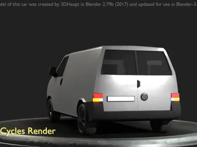 City Car 68 Commercial Transporter Type-C Silver Low-poly 3D model