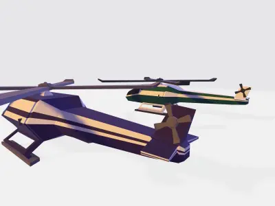 Lowpoly commercial helicopter for game Free low-poly 3D model