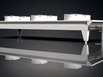 Chiller stainless steel table with three pots 3D model