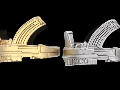 Gun AK47 ring silver gold printable jewelry 3D model 3D print model