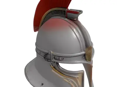 Dented Metal Helmet with Plume 3D model