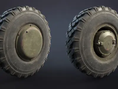 BTR-4 and BTR-3 Wheel  Low-poly 3D model
