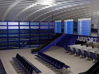 Airport interior Low-poly 3D model