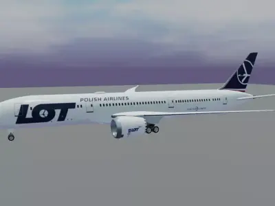 LOT Polish airlines Boeing 787-9 dreamliner 3d model Low-poly 3D model