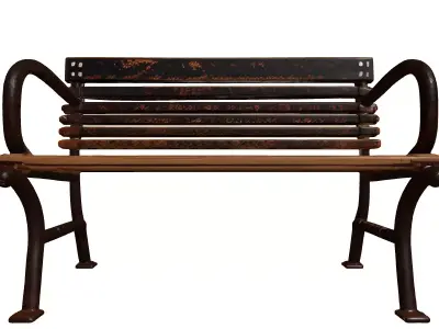 Rusted Iron Garden Bench 3D model purchase