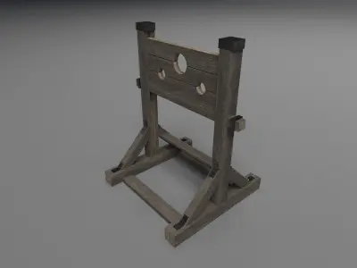 Pillory PBR wooden sword stand Low-poly 3D model