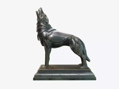 Howling Wolf Low-poly 3D model