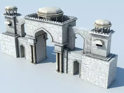 Arab city entrance Low-poly 3D model