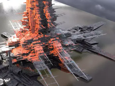 Sci-Fi Mars Facility Kitbash 3D model