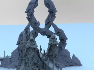 Zadkiel Grand mountain portal tower 3D model