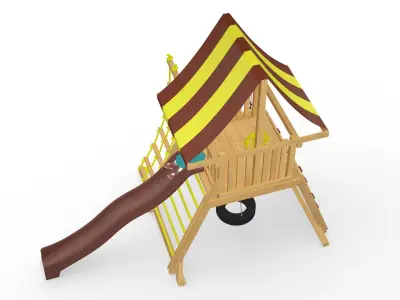 Little Girl on Slide Fur 3D model