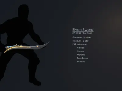Elven Sword 2 Low-poly 3D model