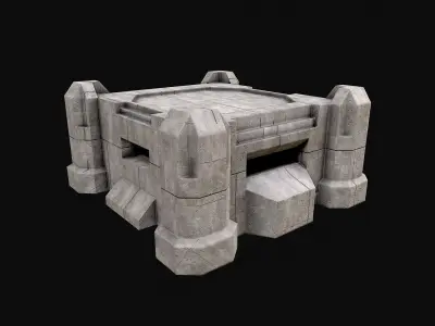 Military Concrete Bunker Base 7 Low-poly 3D model