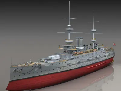 Dreadnought Battleship HMS Majestic 1895 3D model