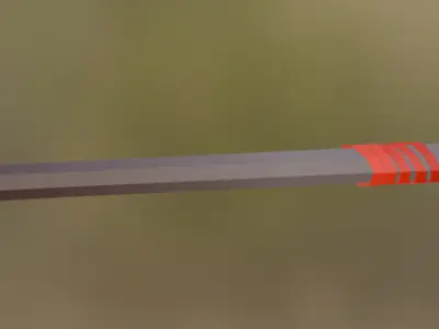 Low Poly Stylized Magic Staff with Skull and Red Cloth Wrap Low-poly 3D model