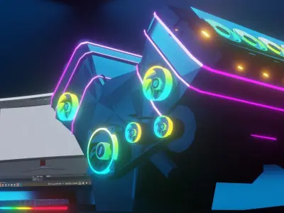 gaming setup Free low-poly 3D model