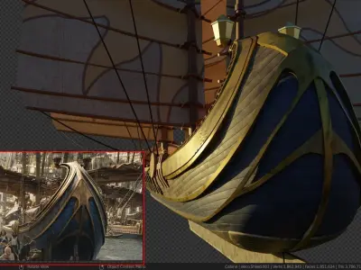 High detailed Ship of Numenor rigged - The Rings Of Power 3D model