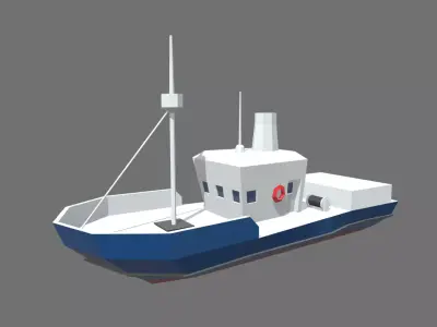 Low Poly Fishing Boat 01 Low-poly 3D model