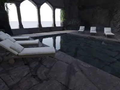 Rock Pool Game Ready Low-poly 3D model