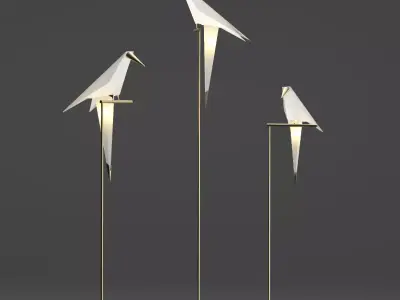 Origami bird floor lamp Low-poly 3D model