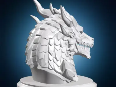 Mecha Dragon Bust 3D Print Model 3D print model