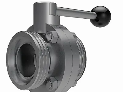 Manual Butterfly Valves - DIN11851 Male Ends - 3D model