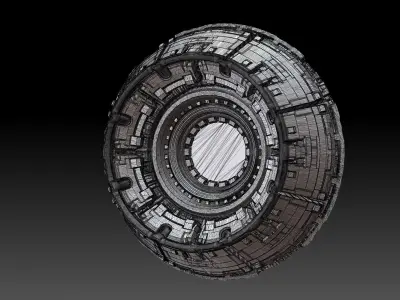 Sci-fi spaceship fighter jet engine flame nozzle 3D model