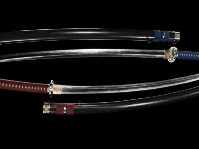 Katana Samurai Sword - Honjo Masamune - Realistic Weapon Low-poly 3D model