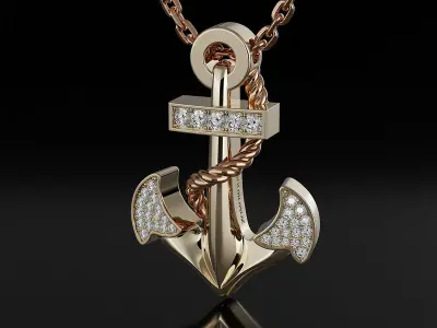Andalus Anchor Pendant 3D Model for Jewelry Production 3D print model