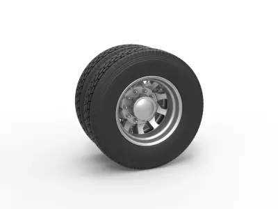 Rear custom wheel of semi truck Version 18 Scale 1 to 25 3D print model